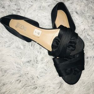Black peekaboo flats